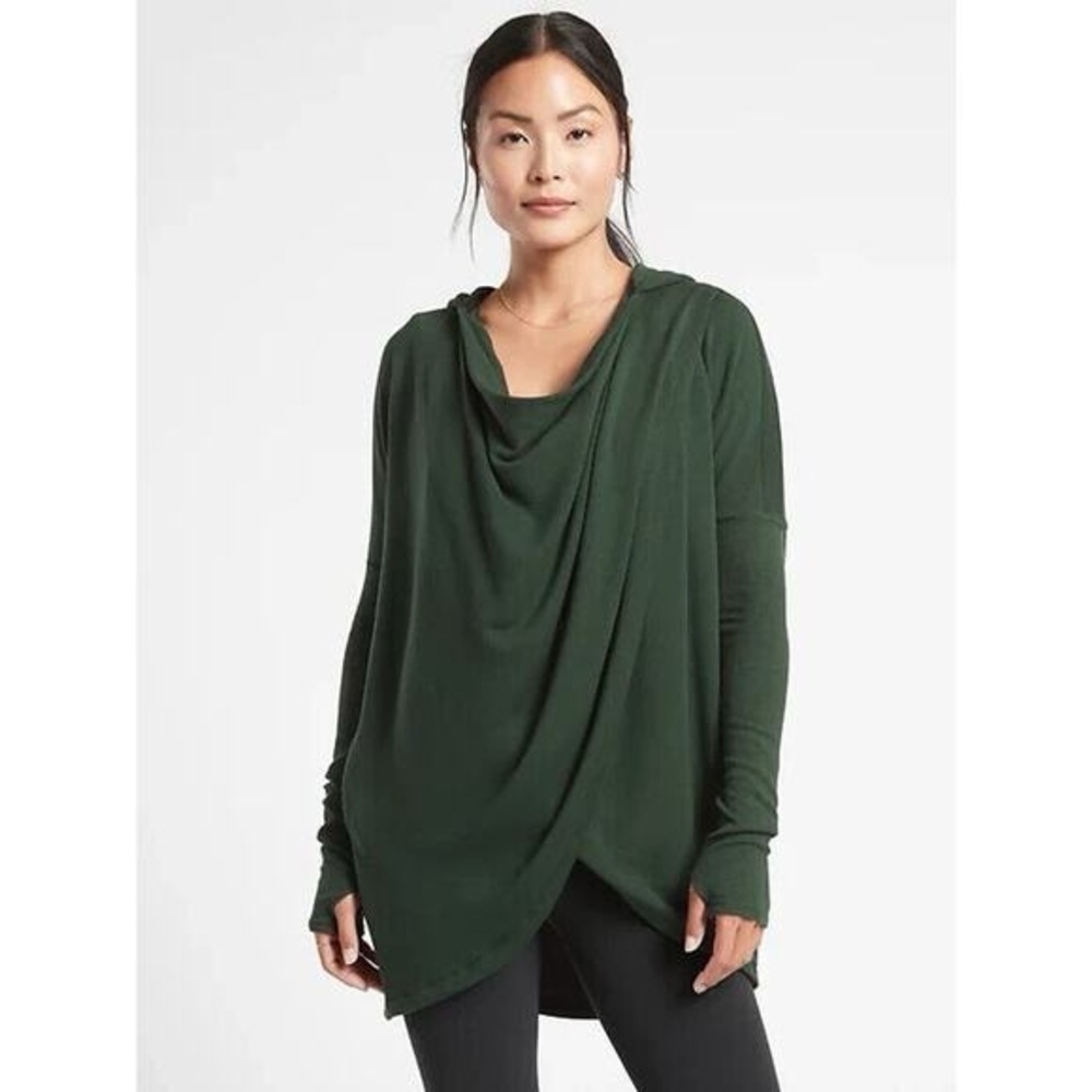 Athleta Forest Green Drape Hoodie